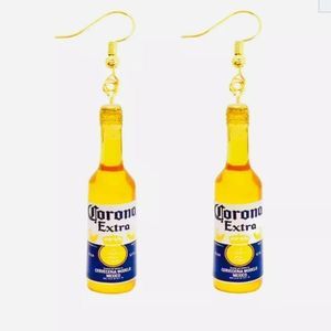 Sterling Silver hook small resin Corona beer bottle novelty earrings new